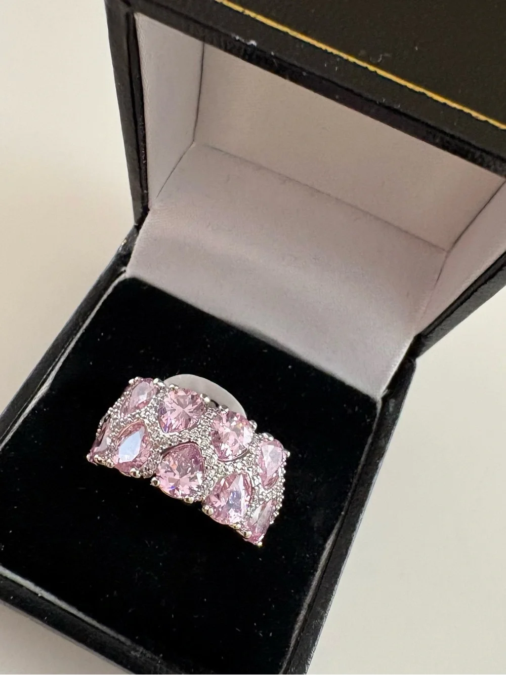 Bomb Party Glowing Dreams Ring RG87878 Rose Quartz CZ Rhodium Plating